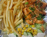 Set menu Saumon grilled,frites,salad,soup miso